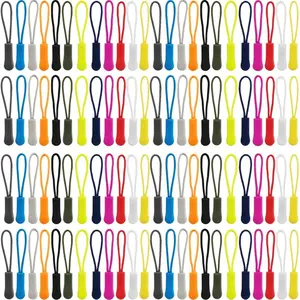 132 count Zipper Pulls - Nylon Cord Zipper Tag Replacement for Clothes, Backpacks, Travel Case, Handbag, Purse - 12 Colors