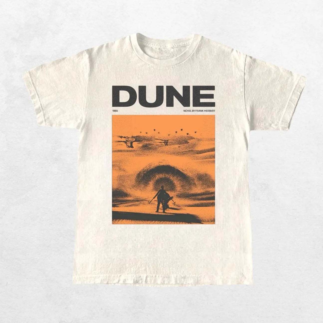 Vintage Dune 1965 Adult T-Shirt, Dune Vintage Book Cover T-Shirt, Classic Sci-Fi Movie Novel Art Tee, Sandworm Desert Graphic Sci-Fi Tee