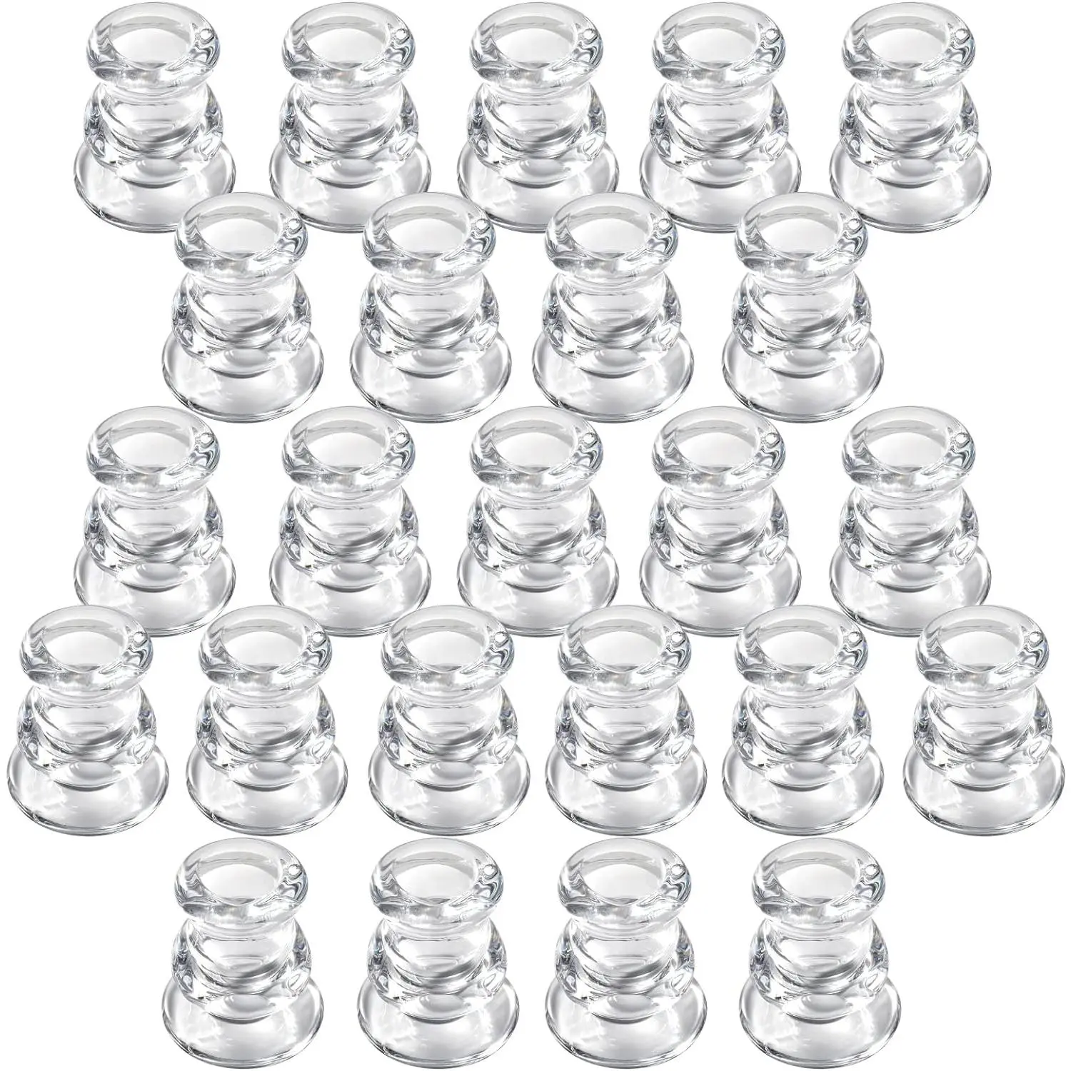 Clear Candlestick Holders 24PCS, 2.1" H Taper Candle Holders Bulk for Pillar Candles, Taper Candles, Glass Candle Holders for Wedding, Party&Festival