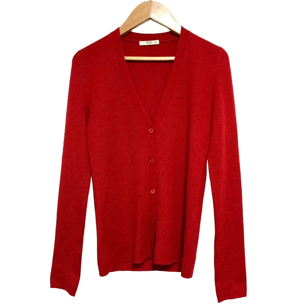 Pre-owned PRADA Cashmere Small Leather Goods Silk Cardigan