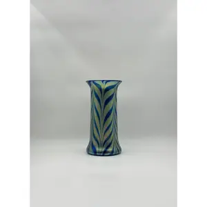 Lundberg Studios Iridescent Art Glass Vase – Royal Zebra, 1998