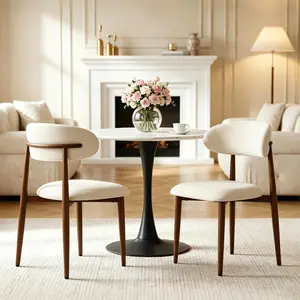 Modern Dining Chairs Set of 2 for Kitchen Dining Table Mid Century Modern Farmhouse Upholstered Linen Dining Room Chairs with Metal Legs