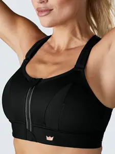 SHEFIT Ultimate Sports Bra® - Black, Exercise High Impact Bra with 15” Lift & 8” Cinch, Convertible Straps, Padded for Comfort, Wire-Free Support - Athletic Fitted