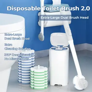 HAPI Disposable Toilet Brush, Toilet Bowl Wand Holder Set with 14PCS Cleaner Refills, Bathroom Cleaning System for Sink Bathtub Drain Wash Basin Urinal，Wall-Mount Scrubbing Toilet Brush Bathroom Cleaning Kit