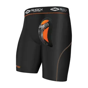 Shock Doctor Ultra Pro Compression Short with Ultra Cup - Black & Orange, Summer Wear, Elite Athlete Comfort, Shock Absorption