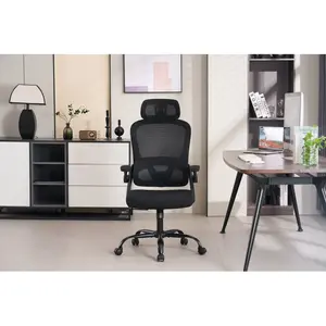 Ergonomic Mesh Office Chair, High Back Desk Chair with 3D Armrests, Up&Down Lumbar Support, Swivel Computer Task Chair with Adjustable 2D Headrest, Tilt Function Black