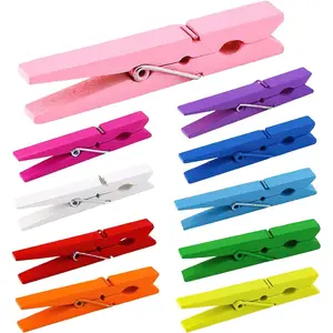 Clothes Pins, Colored Clothespins 50 count 2.9"  Birchwood Close Pins,  Grip, Colorful Clothespins, Multi-Purpose Colored Clothes Pins for Crafts, Hanging Clothes, Laundry