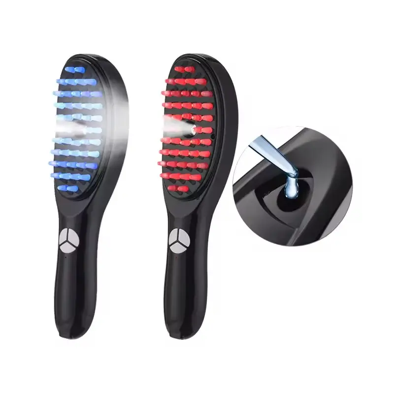 Vital5 Red & Blue Light Therapy Hair Brush for Scalp Care, Growth Boost - Plastic Bristles Massage, Steaming Conditioning, Serum Dropper, Irish Curl Detangling, Loc Defining - Daily Use Brushes for All Hair Types, Hair Growth, Red Light Therapy
