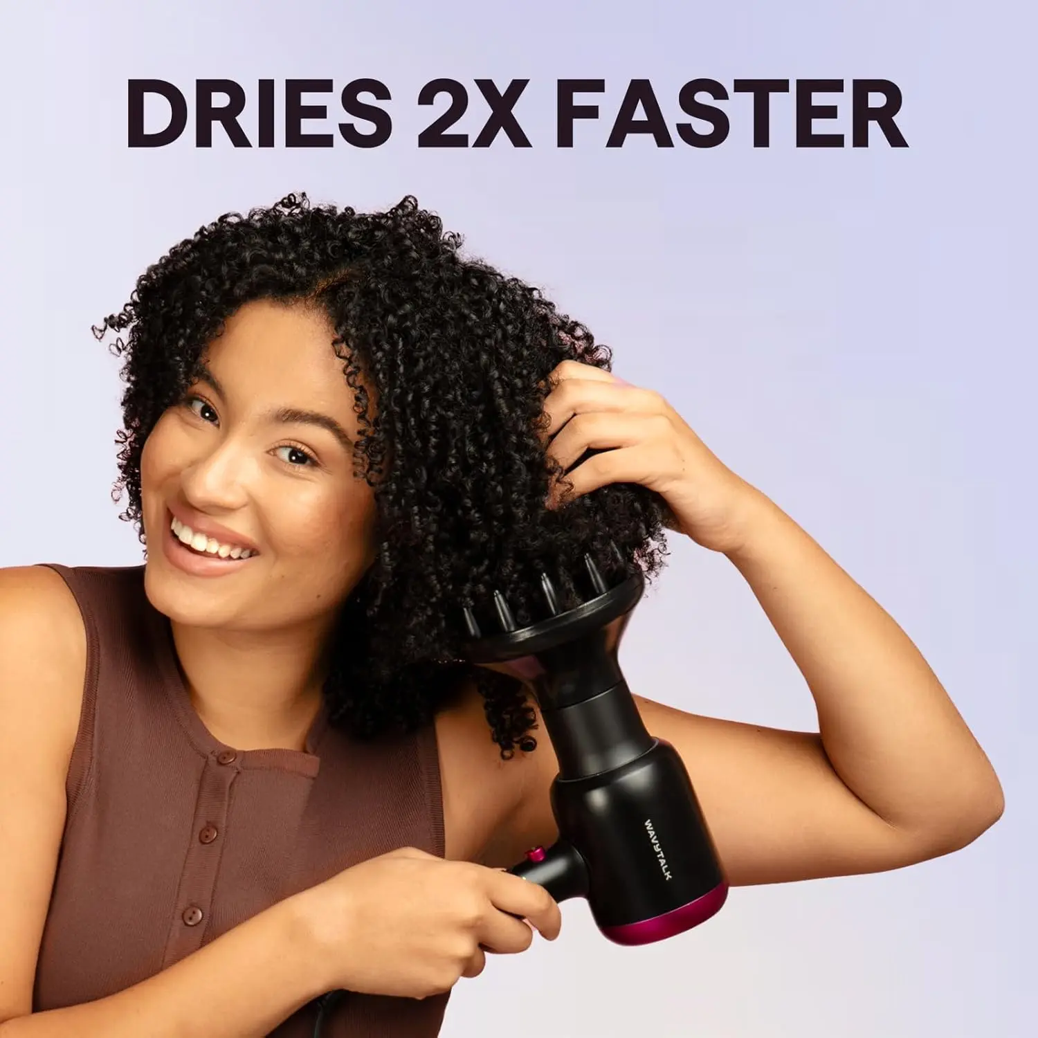 Wavytalk Blown Away Ionic Hair Dryer with Diffuser for Curly Hair | 1875W Fast Drying, 3 Attachments for All Hair Types, Ceramic Healthy Shine, Lightweight & Quiet (Rose Gold)