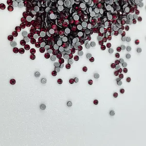 ASFA115 Dark Siam Round Flat Back Hot Fix Rhinestones For Crafts Clothes Hat  Bags DIY Decoration