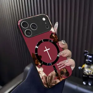 “God is within her” Psalm 46:5 — MagSafe case, vintage floral Christian cross magnetic cover for iPhone 17 Pro Max — 975