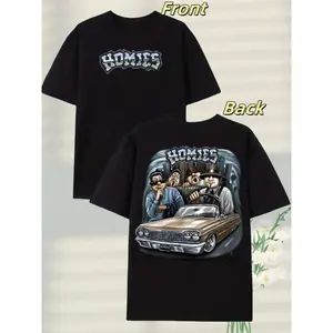 Heavyweight Pure Cotton Street - Homie - Car Tee - 'HOMIES' Print