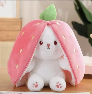 Cute Strawberry Rabbit Design Plush Toy, Stuffed Animals, 1 Count Creative Doll Birthday stuffed  animals benny  plush Soft Strawberry Bunny Plush Toy