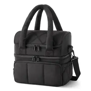 11.8L Insulated Lunch Bag, Double Deck Quilted Puffer Tote – Leakproof, Durable & Reusable, Perfect for Work, Picnic, Travel & Meal Prep | Fall Freshness