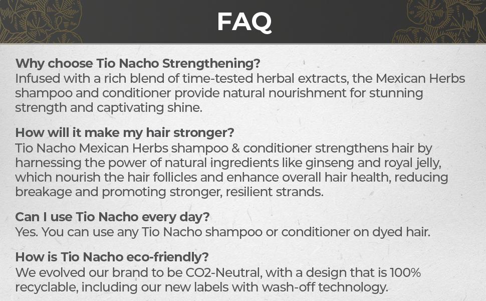 Tio Nacho Mexican Herbs Shampoo, Strengthening, Anti Hair Loss & Anti Breakage with Royal Jelly, Ginseng & Jojoba, Paraben & Cruelty Free, 14 Oz - 1 Pack
