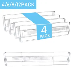 Drawer Dividers 4/6/8/12 Pack, Plastic Drawer Dividers for Baby Clothes, Kitchen Cutlery and Office Storage, Easy to Install