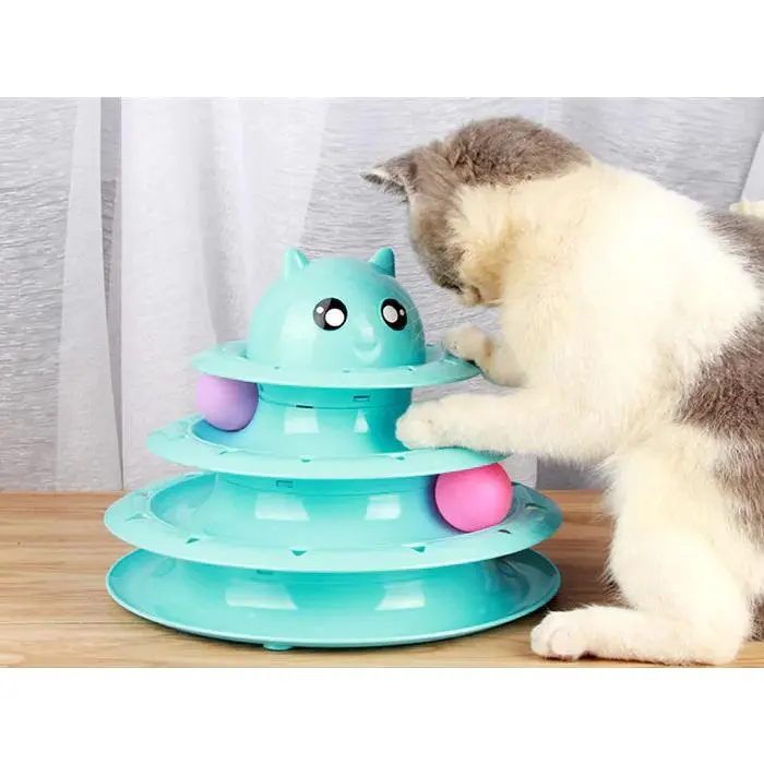 Tier Cat Toy with Spinning Balls | Interactive Tower Track for Cats