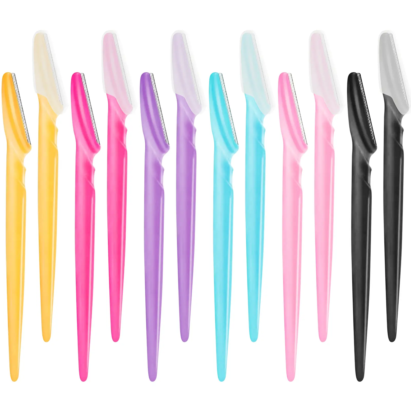 Unisex 12-Piece Cosmetic Eyebrow Razor Set - Stainless Steel Precision Trimmers with Protective Covers, Pain-Free Grooming Tool for Beginners, Sensitive Skin Daily Makeup Use, Razors for Women, Eyebrow Razors, Face Shaver