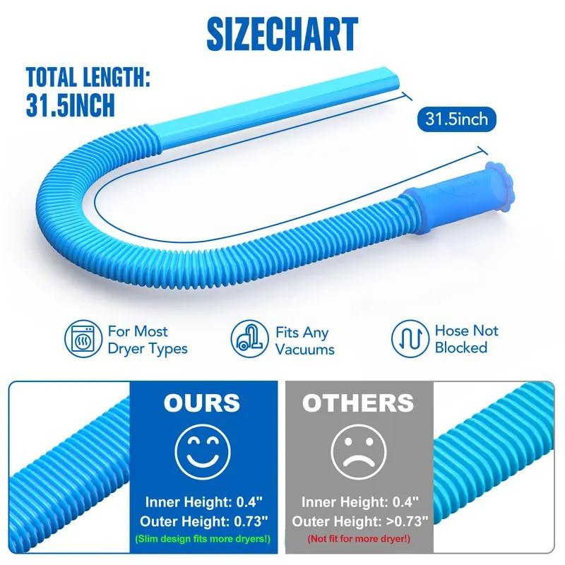 1 Piece Dryer Vent Cleaner Hose Only, Universal Vacuum Attachment for Dryer Lint Removal, Flexible Deep Cleaning Hose, Prevents Fire Hazards for Home Laundry