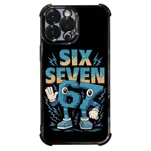 Phone Case: 1 PC Meme 67 Six Seven 6 7 Italian Brainrot Phone Case Six Seven Electroplating Process Protective Cover with Reinforced Cushioning And Collision Prevention Suitable for iPhone Various Models17 16 15 14 13 Pro Max Cover Accessories Casing