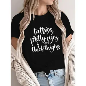 Short Sleeve Empowerment Tee – Tattoos and Bold Quote for Women Advocating Body Positivity