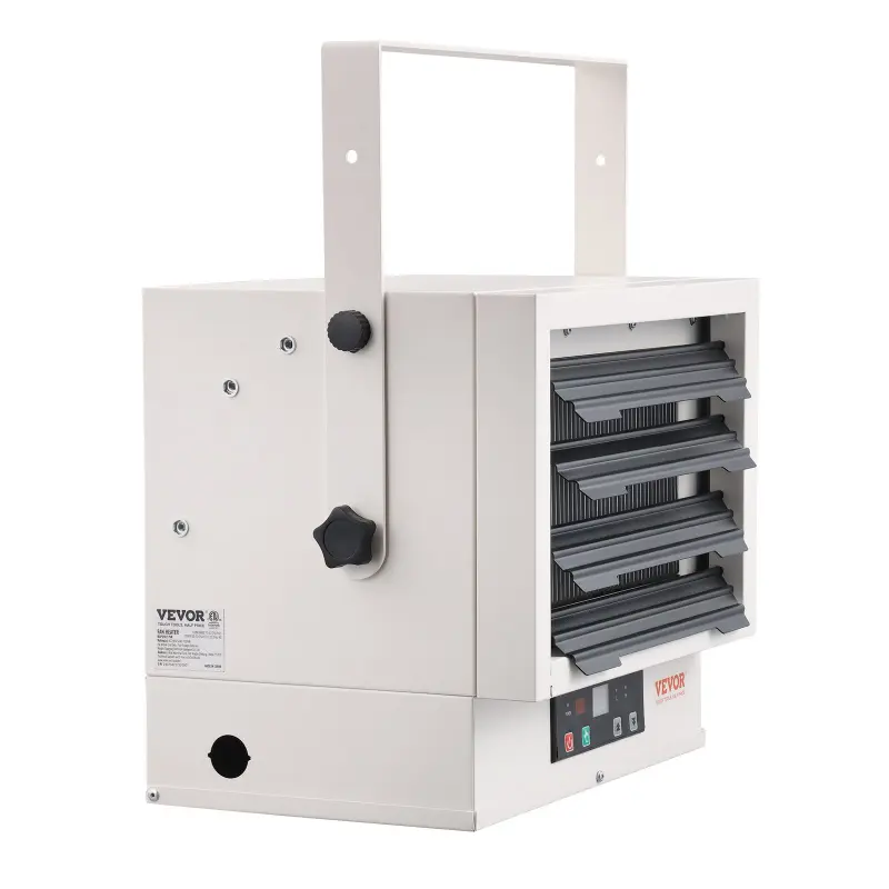 VEVOR 7500W (1000W & Above) Cold Rolled Steel Electric Garage Heater, AC240V Digital Fan-Forced 12.7" Wide Wall/Ceiling Mount Shop Heater, 12.7x10.6x12.7in, 20.2lbs, Overheat Safety, Remote Control, 9-Hour Timer, Flexible Adjustment, Wall Mount Fan