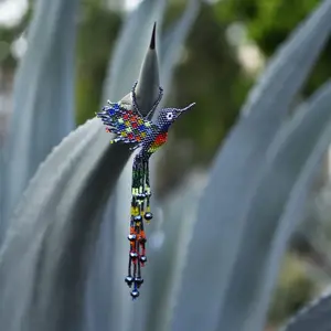 Midnight Hummingbird - Beaded Bird-Inspired Home Decor Ornament - Handmade by Indigenous Artisans - Mother Sierra