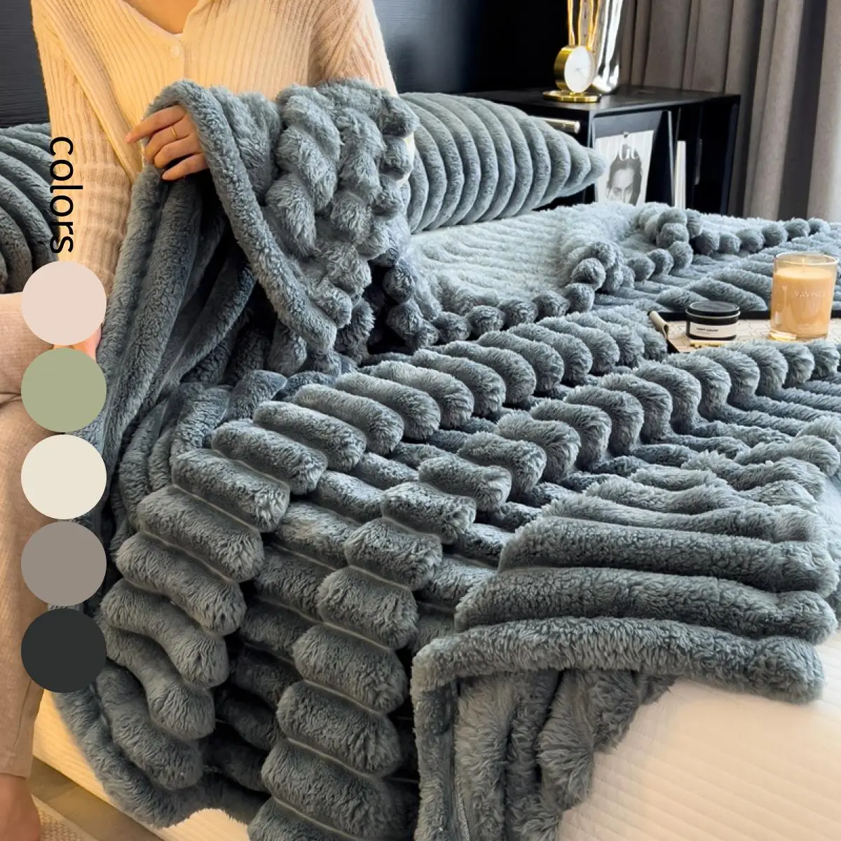 Solid Color Plush Soft Fleece Blanket, 1/2 Counts Soft Comfortable Throw Blanket, Warm Blanket for Bed, Sofa, Bedroom, Living Room, Dormitory, and Tra