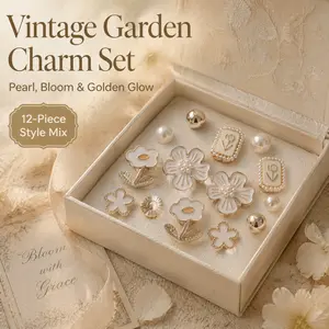 16-Piece Vintage Garden Charm Set, Bloom Floral Decorate,Charming Floral Finish, Sweet & Elegant Shoe Accessories Perfect for Gifting
