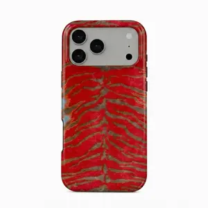Indie Sleaze Cherry Red Tiger Print iPhone 17 Pro Max Shockproof Case with Glossy Painterly Y2K Animal Design, Cover for Iphone 17 Promax, 17 Pro, 16 Promax, 16 Pro