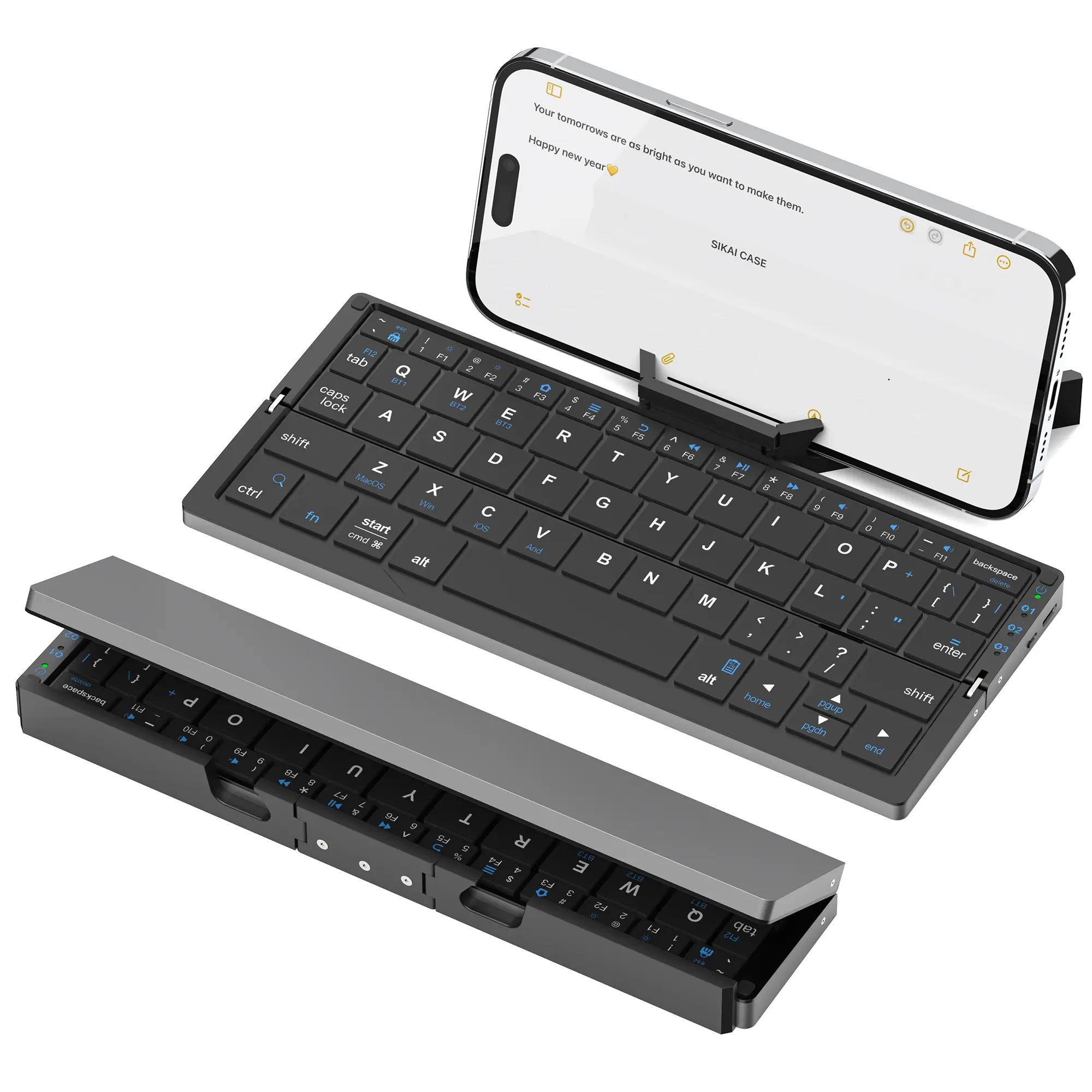 Portable Thin Magic Foldable Wireless Keyboard Fit For PC Mac Tablet phone iOS Android iphone 17/16/15/14/13/12/11 ipad pro/air/mini Folding