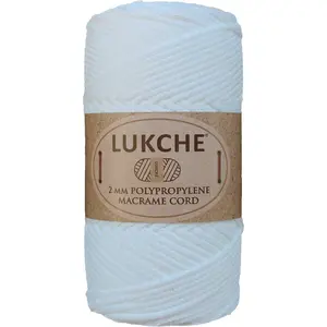 Polyester Macrame Cord 2mm x 125 Yards, 100% Polypropylene Premium Macrame Rope, Colorful Yarn Crochet Macrame Bag Craft for Wall Hangers, Bags, Bottom Plates, Carpets (Snow White, 1 Skein)