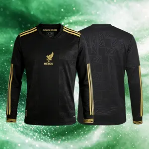 2026 Mexico Home Black And Gold Short And Long Sleeve Soccer Jersey Fans Version