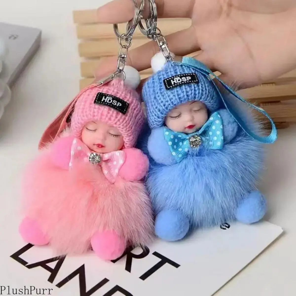 Women’s Cute Soft Keychain 2-Pack - Handmade Plush Stylish Phone Charm, Soft Pompom Doll Bag Charm, Premier League Fan Shop Fashion Accessory for Commute, Birthday Gift, Bag Charms tiktokshopbacktoschool
