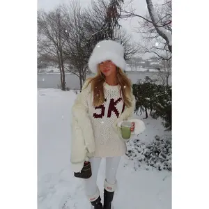 Jasmine Ski Cream Jacquard Chunky Knit Sweater