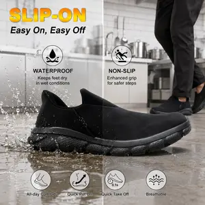 Men's Non-Slip Work Footwear, Waterproof Chef Shoes, Flexible, Comfortable, Wear-Resistant, Lightweight, Breathable, Ideal for Catering Service Personnel, Multiple Sizes Available, Unisex Design, Non Slip Work Shoes