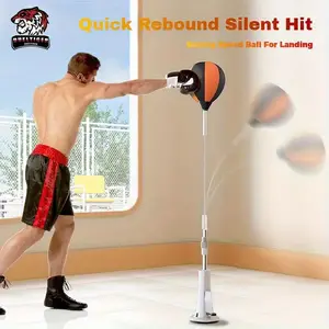 Adjustable height boxing reflex ball with a suction cup base, a great punching bag trainer perfect for home workouts and fitness. It features a durable steel spring design for quick rebound.