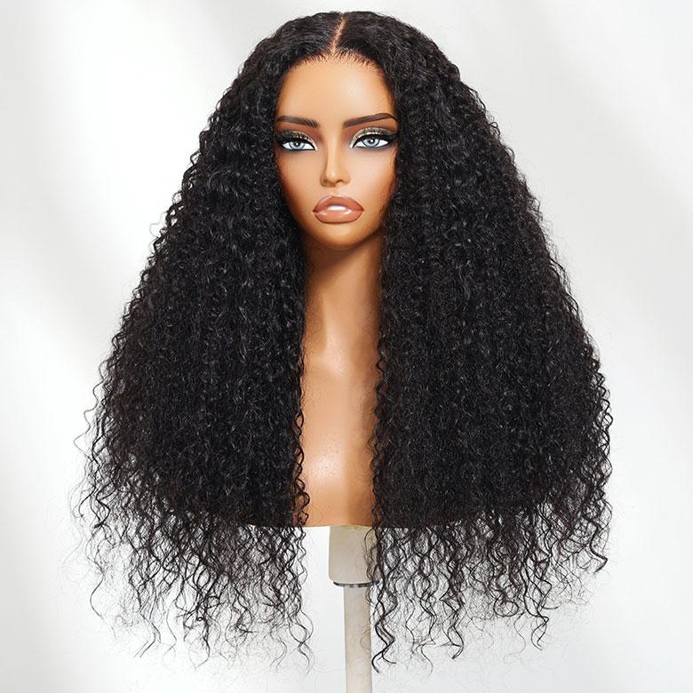 【Live Sale】Unice Water Kinky Curly Wig Blend Texture 7x5 HD Lace Closure Human Hair Wigs with Drawstring Glueless Wig