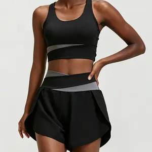 AUMNA Women's Cropped Racerback Workout Tank Tops with Built-in Bra, Color Block Sports & Outdoor Fitness Gym Yoga Shirts
