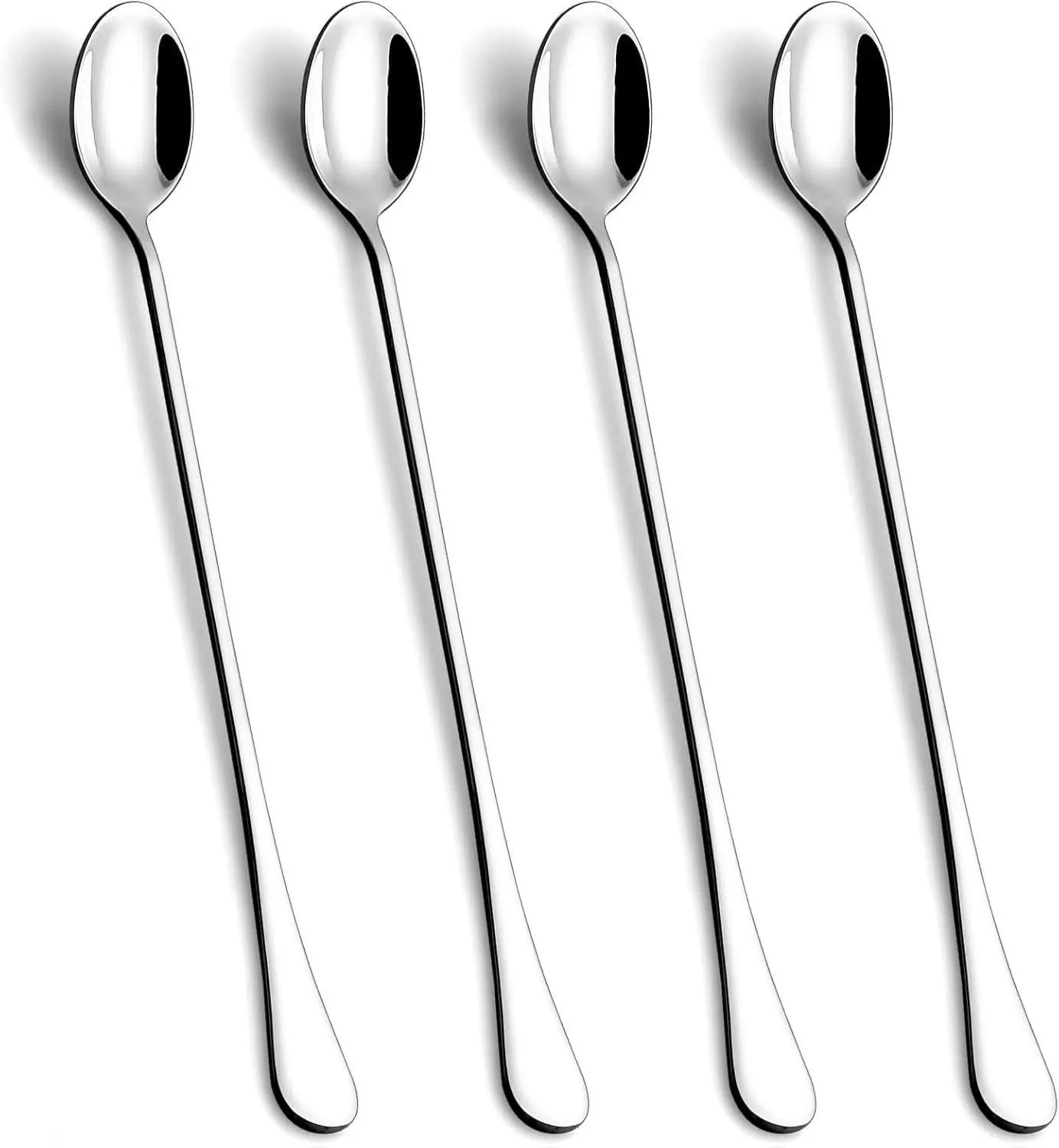 9.5-Inch Long Spoon for Stirring, Ice Cream, Coffee, Cocktail, Stainless Steel Long Handle Iced Tea Spoons Set of 4 Bar Home