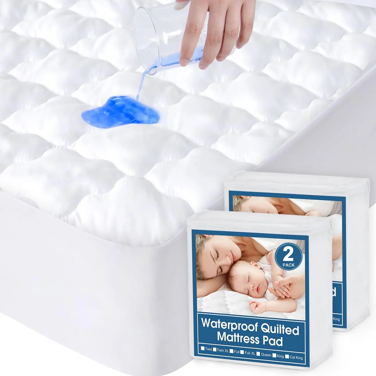 Waterproof 2 Pack Cot Mattress Pad/Topper 30'' x 75'', Breathable Cot/Rollaway Bed Mattress Protector for Camping, Daybed, Guest Bed