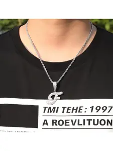 Hip Hop Promotion Iced Out Brush Cursive Letter Capital Initial Pendant Necklace Fashionable Jewelry Hip Hop Rapper Alphabet Pendant Jewelry