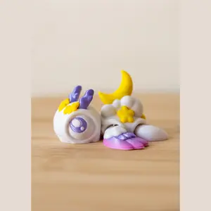 Moon Dragon Articulated Fidget Toy - 3D Printed Flexi Celestial Baby Dragon - Sensory Desk Toy for Kids & Adults - Fantasy Gift, No Assembly