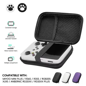 Hard Carrying Case For R36S Case Retro Video Game Bags EVA Cover Case for RG35XX R35S Miyoo Mini Plus Founded Protective Bag Portable Storage Organizer Organizer Storage Supplies Folding Storage Black Organiser Console Strap Light Hand