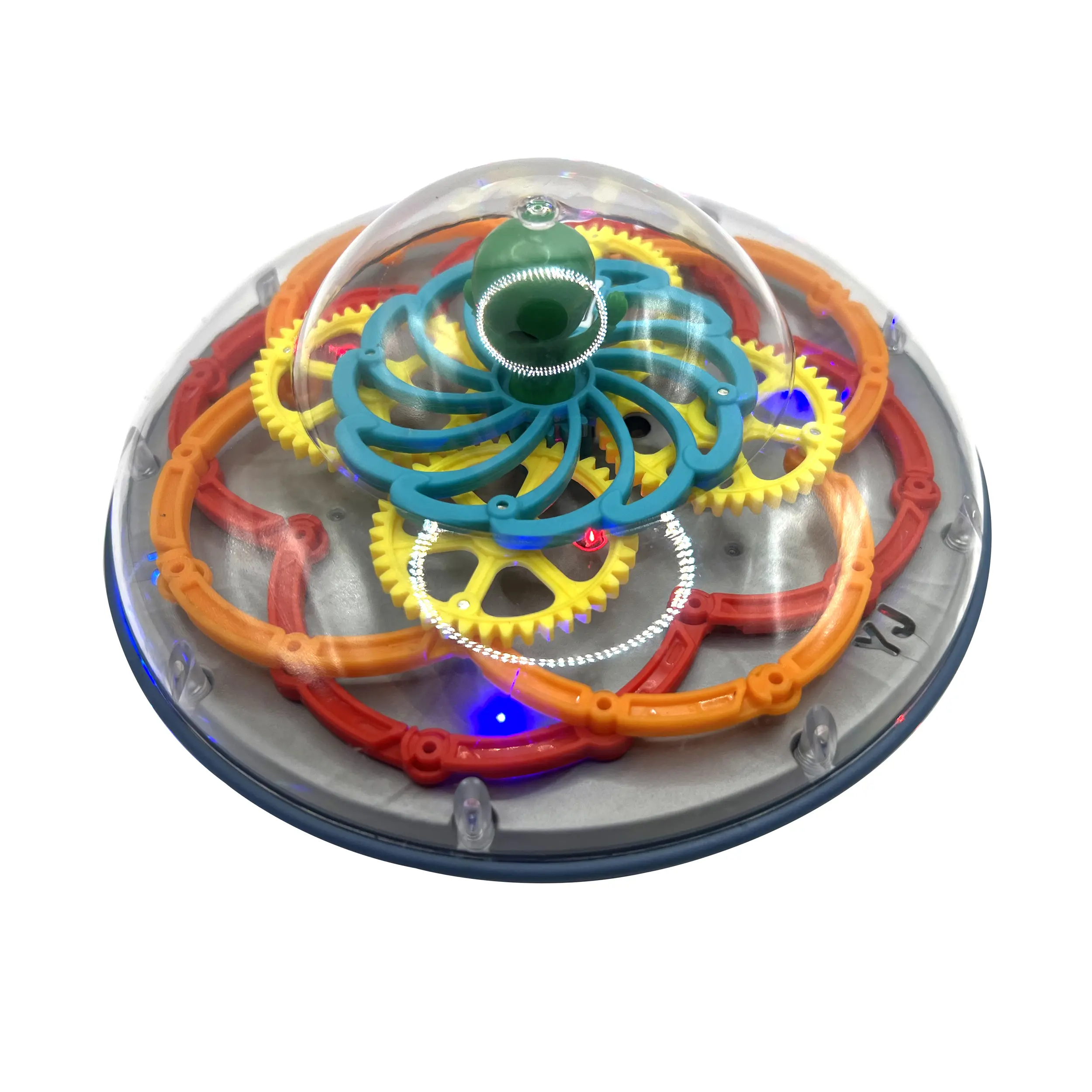 Sapphirem Gear Spaceship Toy Light up Multiple Color Moving Music Fun Educational Toy for Kids