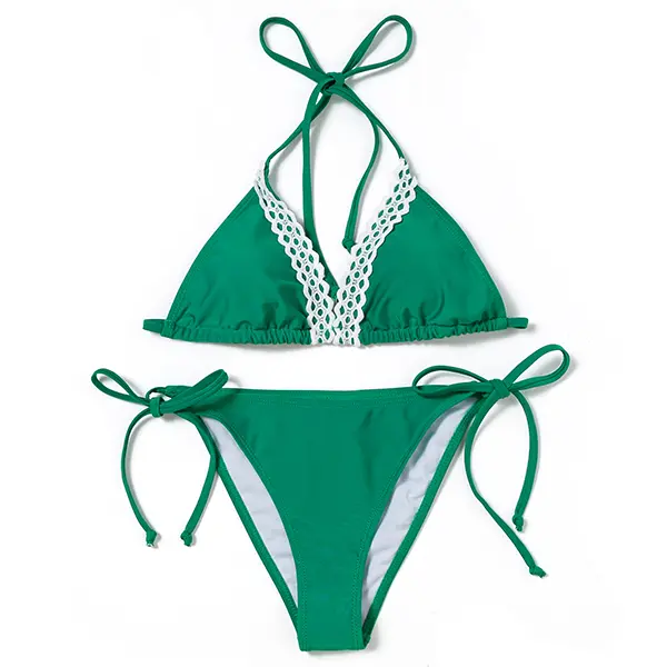Women's Shiny Adjustable Straps Brazilian Bikini Set With Tie-Back Design &  Side-Tie High-Cut Bottoms - Sexy Two-Piece Swimsuit For Women - TikTok Shop
