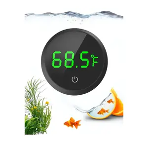 Fish Tank Thermometer Aquarium Thermometer Wireless Touch Stick Digital Aquarium Thermometer LED Display ±1°F for Monitoring The Fish Tank Aquarium Temperature Accessories (Black)
