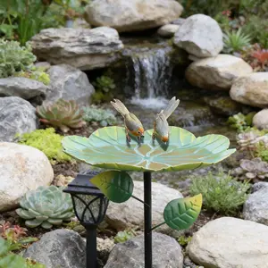 Decorative Natural Outdoor Bird Bath - Lotus Leaf Shaped Metal Bird Bath, Weather-Resistant Garden Bird Bath, Suitable for Patio, Backyard and Outdoor Landscape Decoration, Bird Supplies