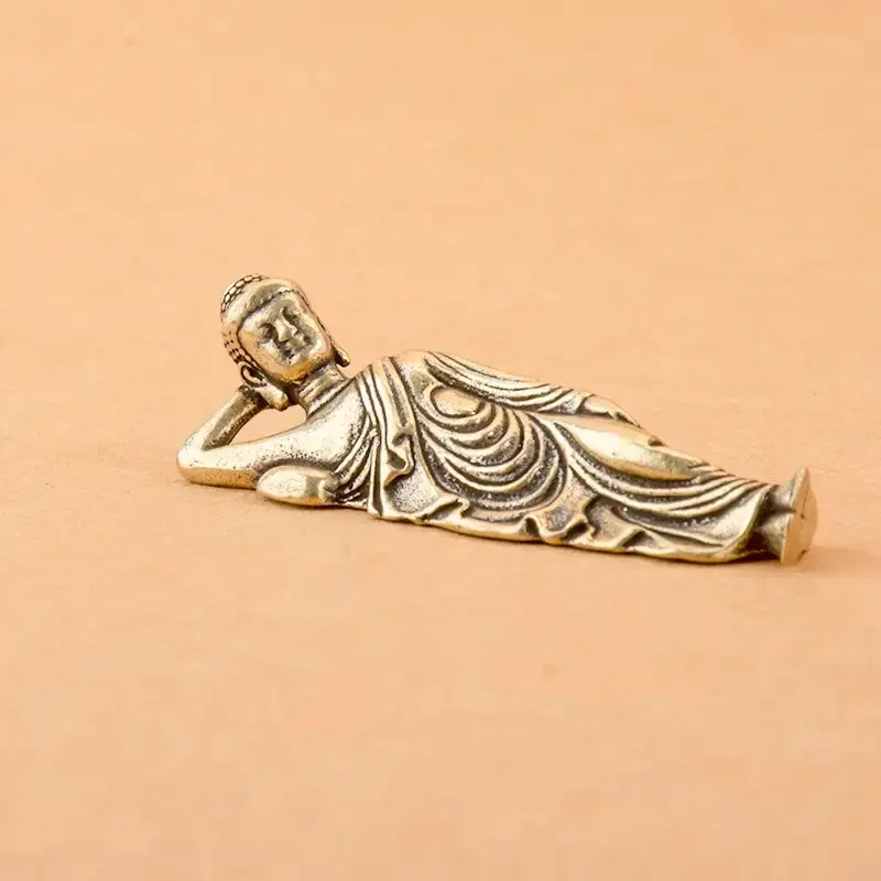 Pure Brass Buddha Statue, Vintage Decorative Figurine for Home Living Room Study Desk, Small Tabletop Ornament Gift, Religious Decor, Decoration, Religious Decorations