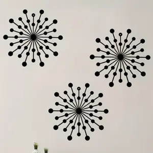 3-piece set, elegant wrought iron starburst wall decoration, classic modern living room art, metal decoration, suitable for exquisite home background, room decoration, living room and other decoration hanging decorations, Home Decor Supplies